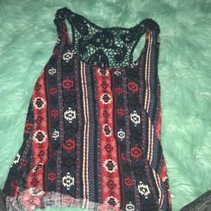 Red white and blue flowy tank top